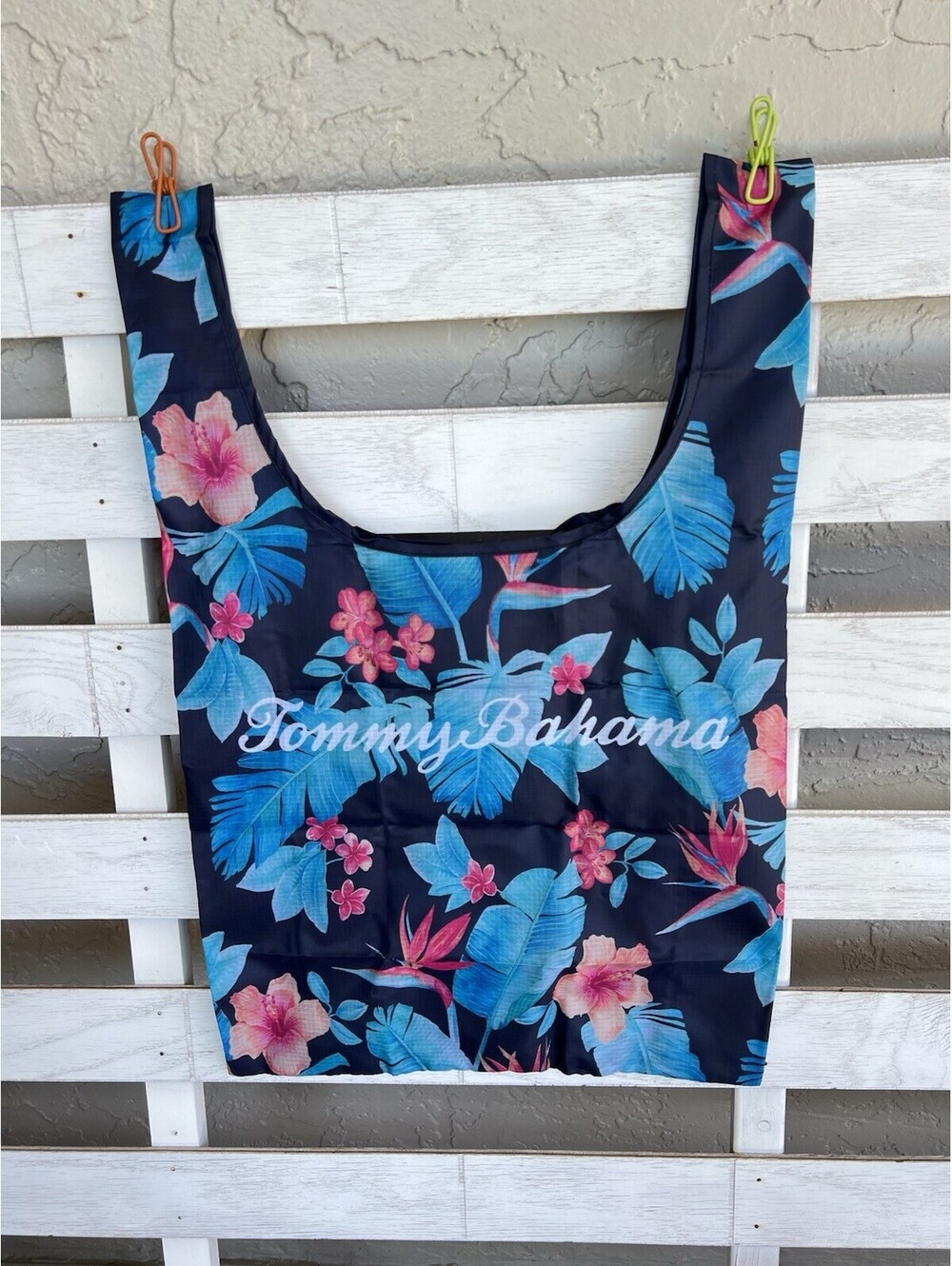 Tommy Bahama Unisex Bag Reusable Packable Tote With Packaway Pouch Floral Nylon